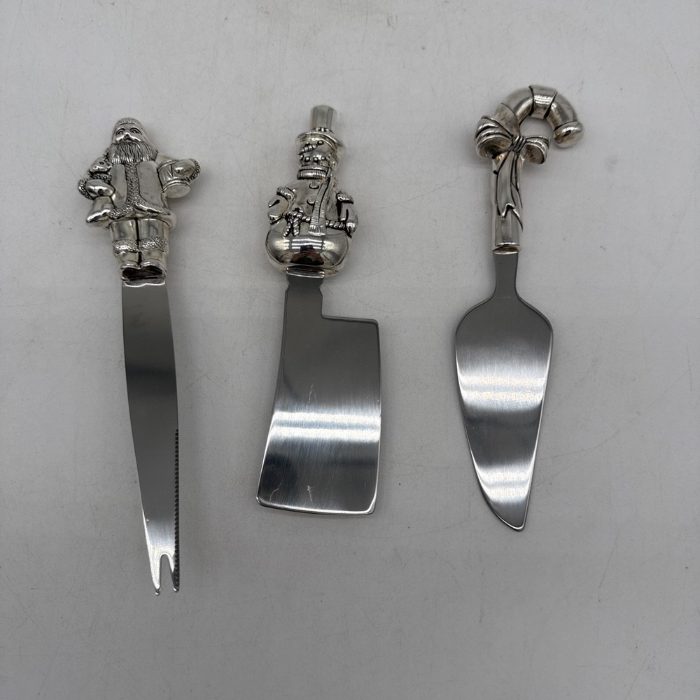 Vintage Wallace Silversmiths 3 Piece Christmas Cheese Spreader Serving Set